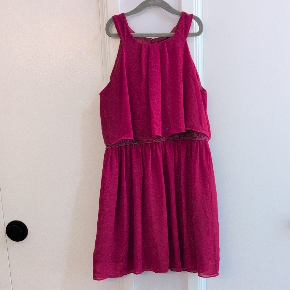 by & by Vibrant Pink Layered Kids Dress
